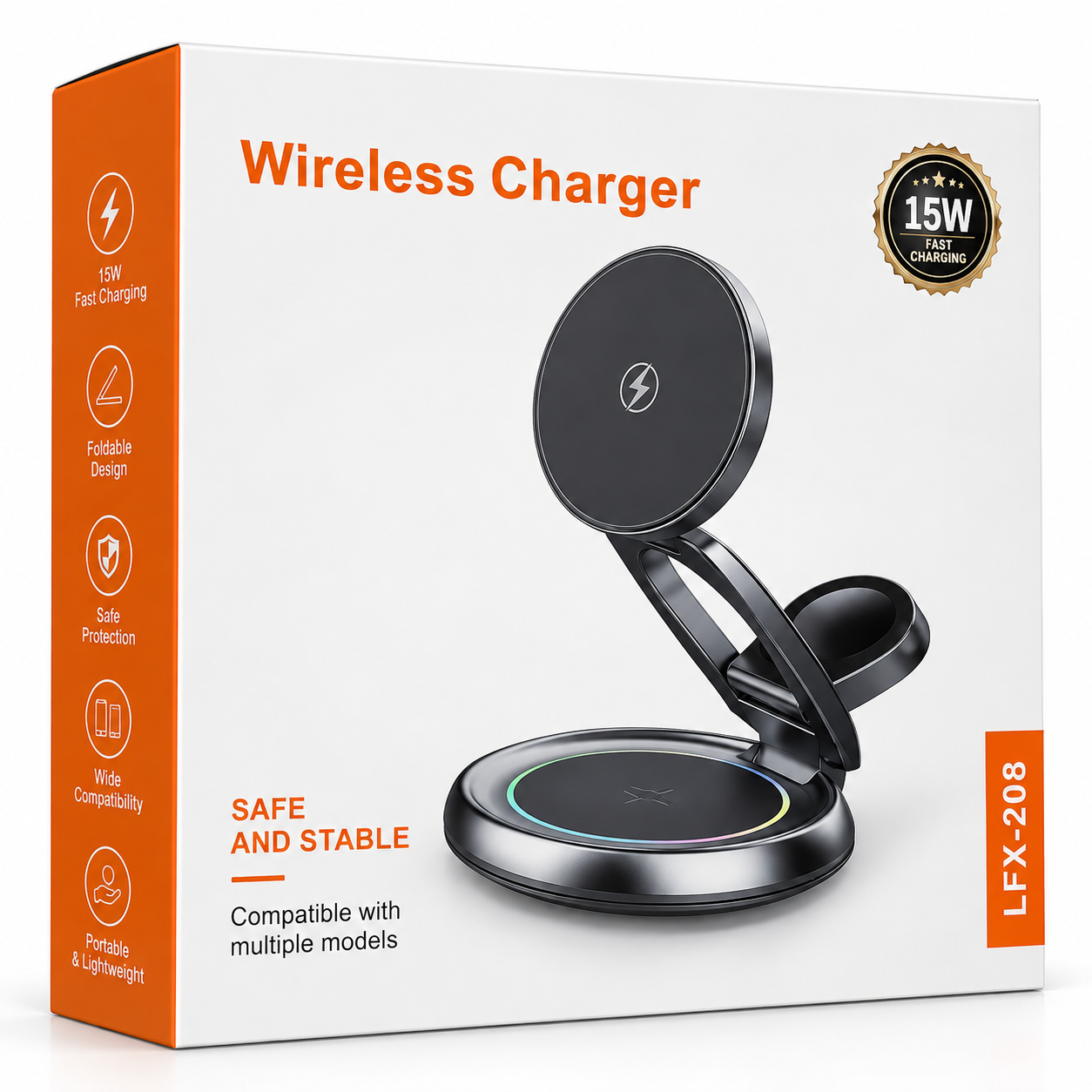 LFX-208 15W Foldable Wireless Charger Stand