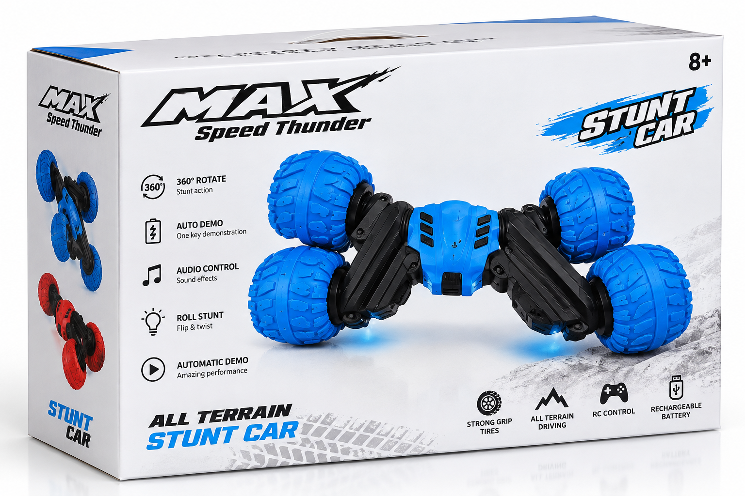 MAX Speed Thunder 360° RC Stunt Car – Blue