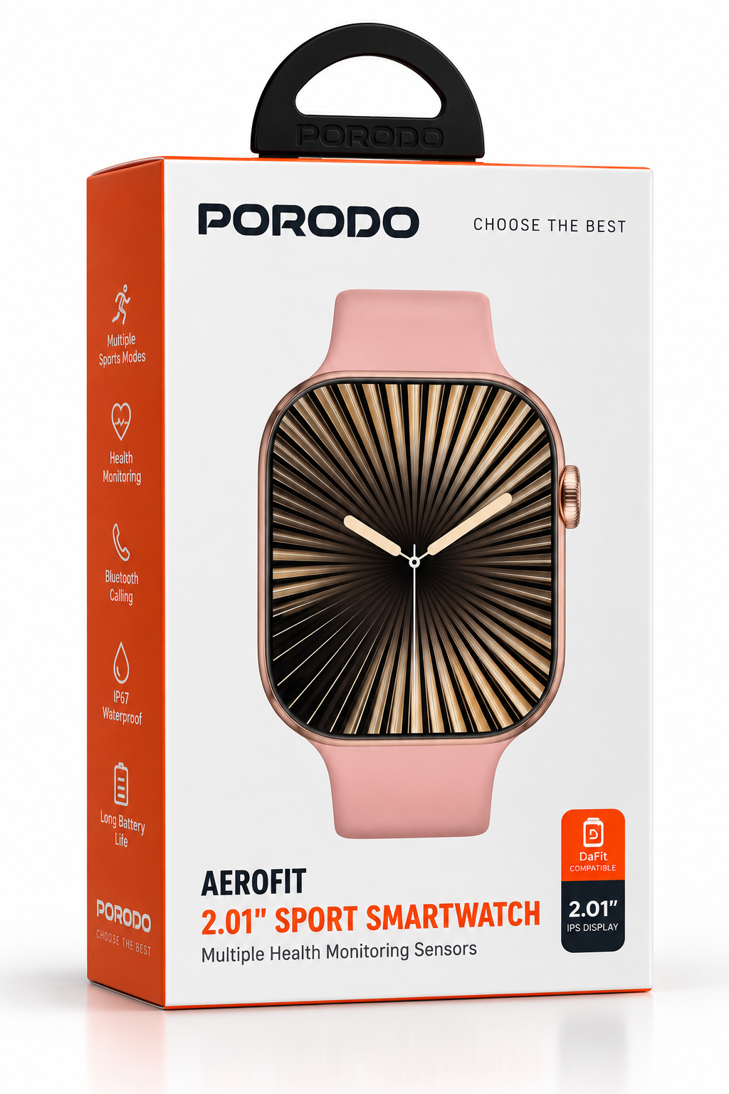 Porodo AeroFit 2.01″ Sport Smartwatch – Gold